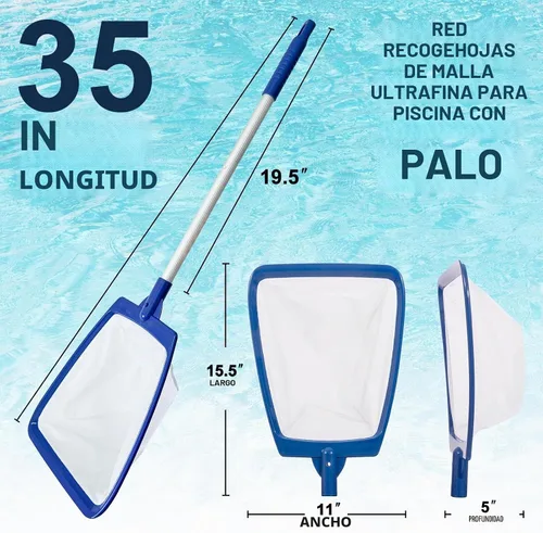 Vista 2 de POOLAZA Red de desnatador para bañera de hidromasaje, malla fina con mango de aluminio extensible de 35 pulgadas, para bañera de hidromasaje