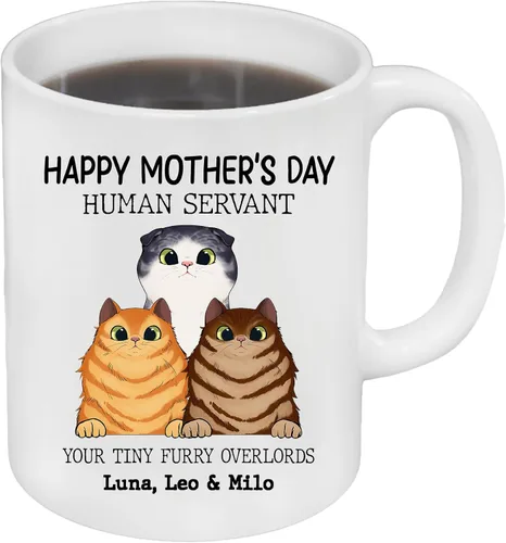 Vista 9 de Regalos de gatos para los amantes de los gatos, taza de gato personalizada, taza de gato de Feliz Navidad, ideas de regalos para dueños de gatos