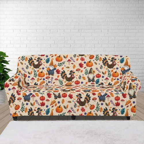 Vista 104 de Horeset Funda elástica para silla con diseño de flores hippie otoñales, funda para sofá, lavable, protección de muebles con espuma antideslizante