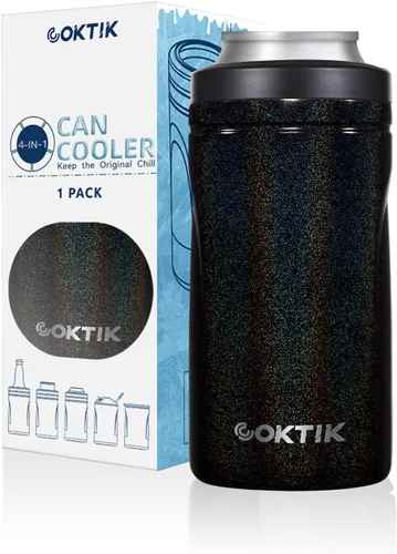 Vista 15 de COKTIK 4 en 1 enfriador de latas aislado, enfriador de latas delgadas de doble pared para latas de 12 oz regulares o delgadas y botellas de cerveza