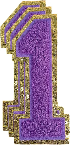 Vista 164 de 3 parches de letras de felpilla roja, parches de letras termo-adhesivas de 4-1/2" con brillantina para ropa, S