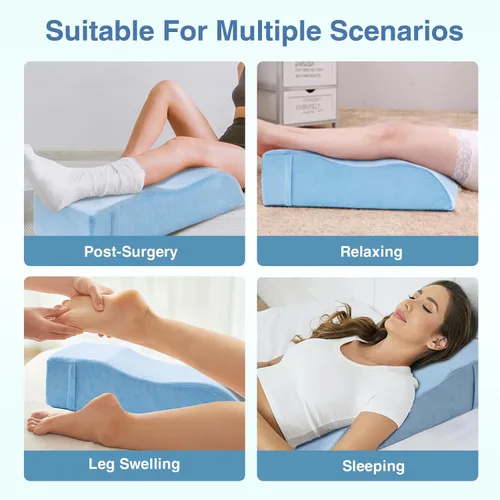 Vista 2 de Almohadas de elevación de piernas para después de la cirugía, almohada de elevación de piernas para lesiones o descanso, almohada de cuña de espuma