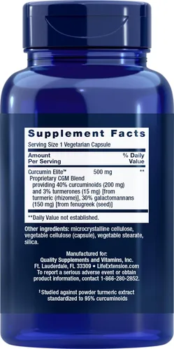 Vista 2 de Life Extension Extracto de cúrcuma Curcumin Elite, 90 cápsulas vegetales