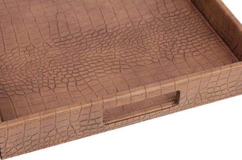 Vista 7 de HofferRuffer Bandeja rectangular de servir con asas con agujeros para mesa de café, desayuno, té, comida, bandeja de servicio para mostrador