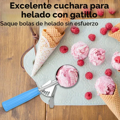 Vista 5 de JUNADAEL J Cuchara de helado con gatillo, juego de cucharas para galletas, incluye cuchara de 1.2 onzas/2 onzas/4 onzas, control de porciones