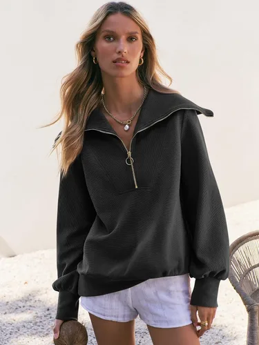 Vista 5 de ANRABESS Sudaderas con capucha para mujer, de gran tamaño, con cremallera de un cuarto, para adolescentes, niñas, ropa de moda Y2K