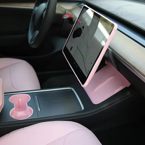 Vista 11 de TOPABYTE - Consola central para accesorios Tesla Modelo Y Modelo 3, 3 unidades, color negro Cup Holder Insert, Screen Edge Protector Frame