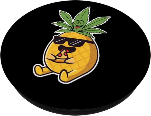 Vista 2 de Maceta de marihuana divertida para pizza con hojas de cannabis, agarre para teléfono celular, PopSockets intercambiables PopGrip