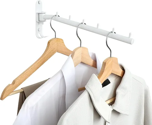 Vista 12 de Percheros para colgar ropa, perchereros de ropa montados en la pared, ganchos para colgar ropa, barras para ropa, ganchos resistentes, plegables