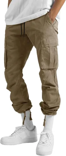Vista 3 de THWEI Pantalones cargo para hombre, pantalones deportivos casuales de algodón, holgados, rectos