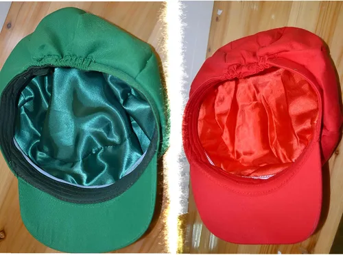 Vista 3 de COSTOYFUN Paquete de 2 gorras de disfraz de anime Halloween Copslay unisex para adultos (rojo y verde)