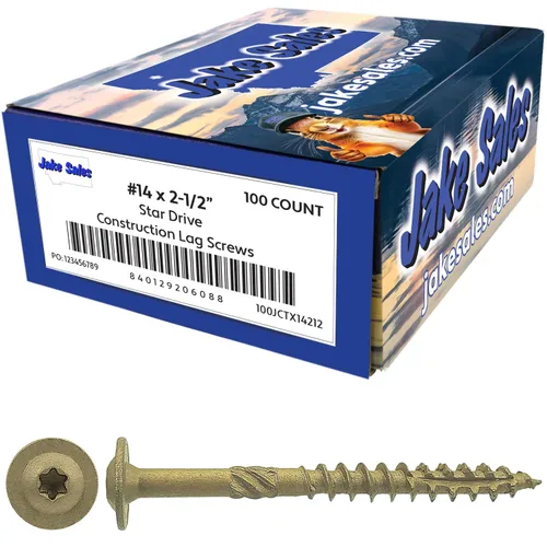 Vista 50 de Jake Sales Tornillo de retraso de construcción #14 x 1 - Tornillo de retraso estructural resistente con accionamiento Torx/Star Drive