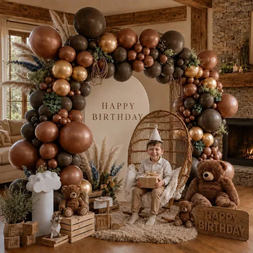 Vista 5 de Arco de globos de oro marrón oscuro, marrón, marrón, café, beige, blanco Dorado marrón