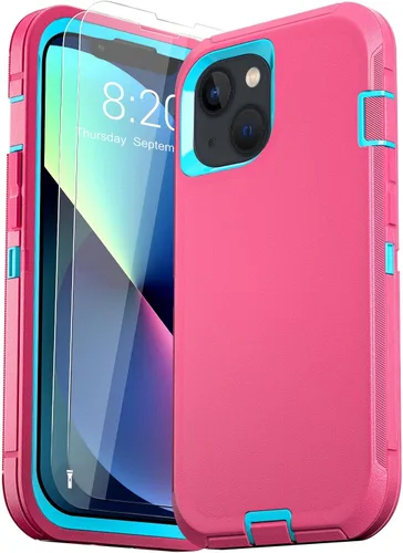 Vista 23 de Funda para iPhone 13 (6.1 pulgadas), con 2 protectores de pantalla de vidrio templado