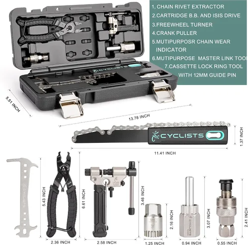 Vista 7 de Kit de herramientas de bicicleta de 7 piezas - Kit de reparación de mantenimiento de herramientas de bicicleta - Kit de herramientas de reparación