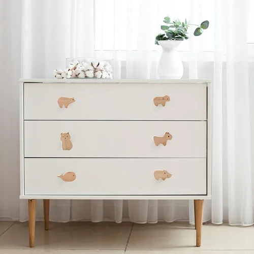 Vista 6 de Mamimami Home Pomos de madera para cajones con tornillos, mango redondo para muebles para habitación de niños, 6 unidades, asas de madera