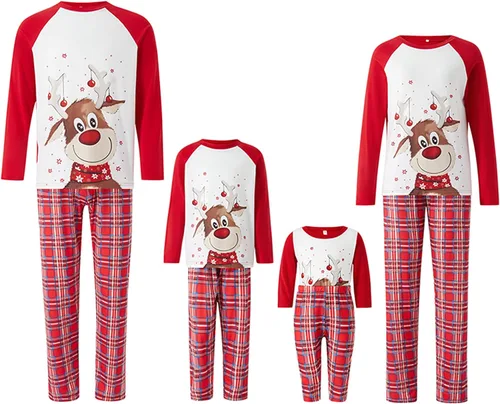 Vista 2 de Conjuntos de pijamas familiares de Navidad. Juego de pijamas iguales para bebes, adultos y niños, ropa de dormir de Navidad, juegos de pijamas