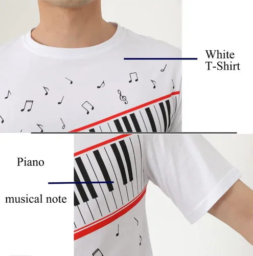 Vista 5 de Mens Boys Perfect Cosplay OLODUM Beat It Piano Peace Anti War T- Shirts