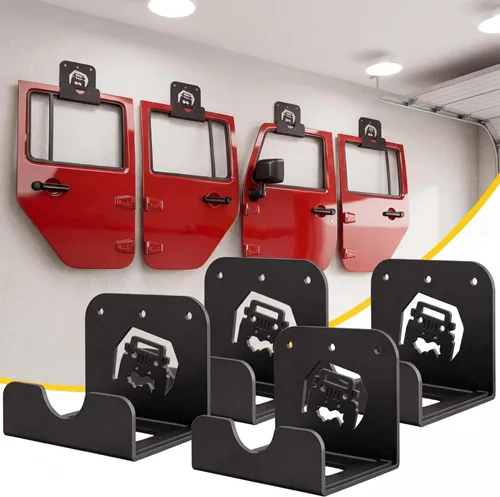 Vista 9 de Percha de puerta desmontable con soporte de pared de goma resistente para almacenamiento de puerta, soporte de almacenamiento en garaje, 2
