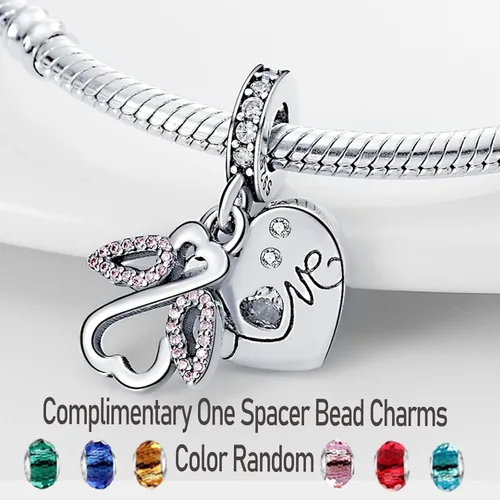 Vista 2 de LNQOBU Abalorios de plata de ley 925 para pulseras de cuentas para mujeres y niñas (con una cuenta espaciadora)