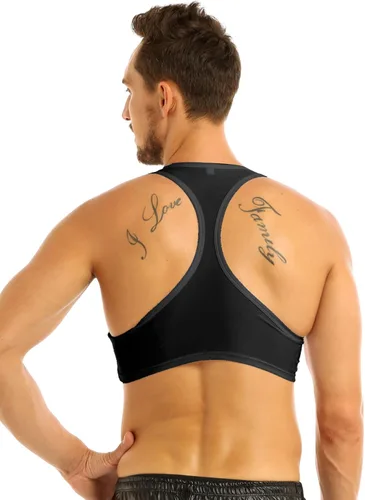 Vista 3 de Freebily Camiseta sin mangas para hombre, culturismo, entrenamiento, gimnasio, muscular, media camiseta de fitness