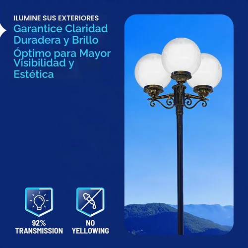 Vista 4 de KastLite Globo de poste de lámpara de acrílico prismático transparente de 8 pulgadas Textura prismática con cuello de ajuste de 3.91 pulgadas