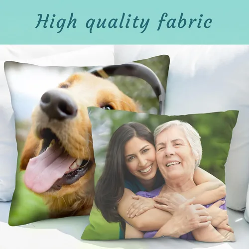 Vista 5 de Almohada de fotos personalizada con texto, funda de almohada personalizada de dos lados, 18 x 18 pulgadas, funda de almohada personalizable