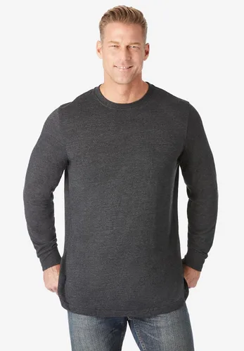Vista 5 de KingSize Shrink-Less - Camiseta ligera de manga larga con bolsillo y cuello Negro