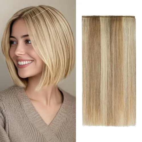 Vista 19 de S-noilite Extensiones de cabello corto con broches, 100% cabello humano real, 1 unidad, 2 clips, extensiones de cabello para mujer, añade volumen, 4