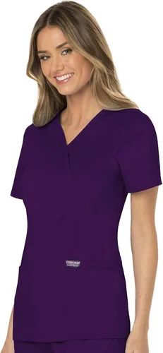 Vista 4 de Cherokee WW610 - Camiseta de ropa quirúrgica para mujer, estilo cruzado falso, para trabajar