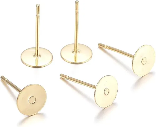 Vista 16 de Craftdady Juego de 60 aretes de acero inoxidable de 0.197 in, dorados, plateados, dorados, plateados, aretes en blanco, kit de fabricación