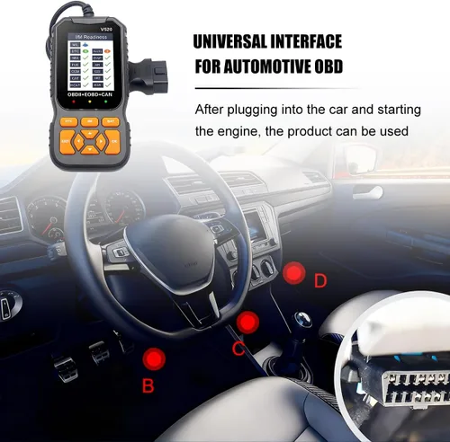 Vista 6 de Herramienta de diagnóstico del escáner de coche OBD2, V520 vehículo OBDII lector de código de motor con código de falla de borrado, probador