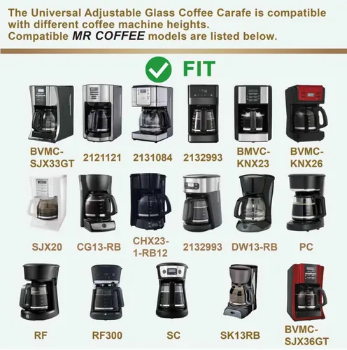 Vista 8 de Jarra de café universal de repuesto de vidrio de 12 tazas, compatible con múltiples marcas de cafetera, mango negro