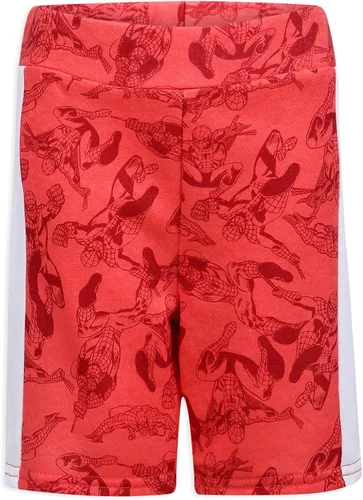 Vista 6 de Marvel Spiderman - Conjunto de camiseta, sudadera y pantalón corto para niños pequeños - Rojo