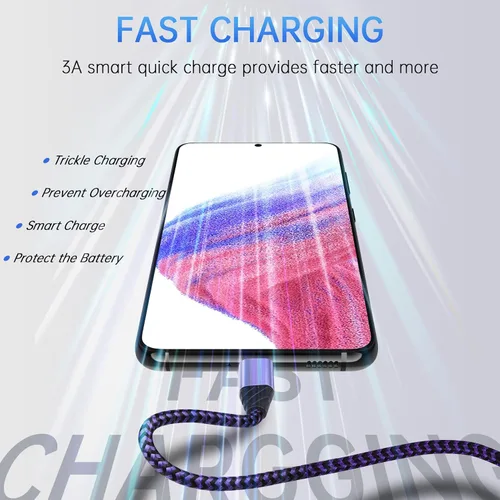 Vista 3 de Cable USB C tipo C para Android Auto, cable de transferencia de datos USB de carga rápida para Samsung Galaxy S25