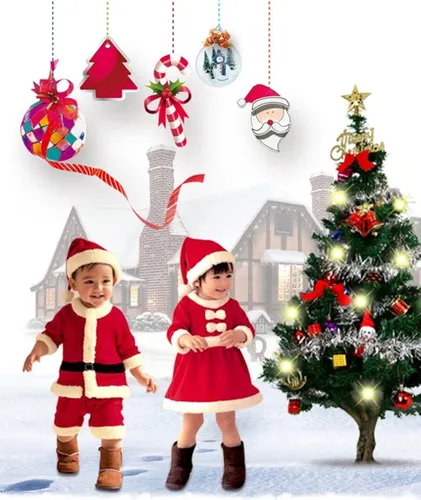 Vista 7 de QIAONIUNIU Disfraz de Papá Noel para bebé traje de Navidad para niños pequeños