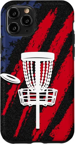 Vista 27 de iPhone 16 Disc golf american flag USA disc golfer dad Case