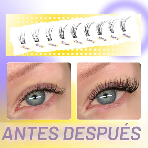 Vista 3 de Extensiones de pestañas en racimo naturales DIY, extensiones de pestañas en racimo con curva C, extensiones de pestañas en racimo para ojo de gato