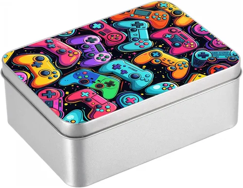 Vista 22 de Caja de lata de metal con tapa, contenedor de almacenamiento rectangular vacío de hojalata, estuche de lata portátil ligero para manualidades