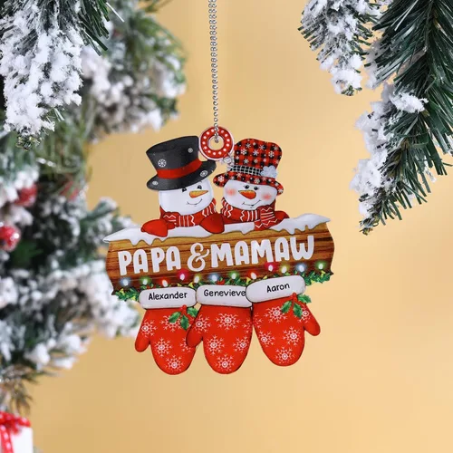Vista 13 de Adornos de Navidad personalizados, nombres de familia, decoración de Navidad, decoración colgante de árbol, adorno de bendición de Feliz Navidad