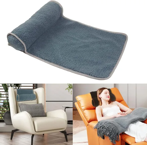 Vista 10 de Almohada cervical para sillón reclinable (22 x 14 pulgadas), rollo de cuello de lana ajustable, cojín antideslizante para reposacabezas para sofá