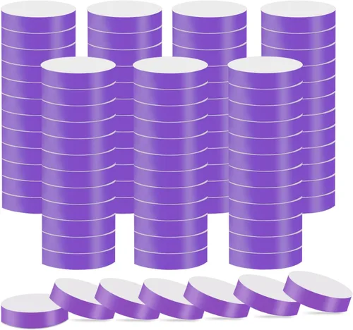 Vista 11 de Paquete de 1400 pulseras de papel para eventos, 7 colores impermeables de neón para fiestas, brazaletes de papel para identificación, muñequeras