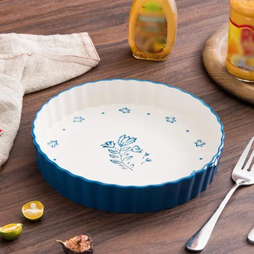 Vista 2 de Wisenvoy Sartén para tartas de cerámica para quiche, bandeja para tartas de 9 pulgadas de profundidad, sartén para quiche