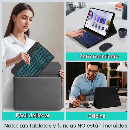 Vista 7 de Combo de teclado y mouse inalámbricos, teclado y mouse Bluetooth recargables con retroiluminación de 7 colores y receptor USB inalámbrico de 2.4