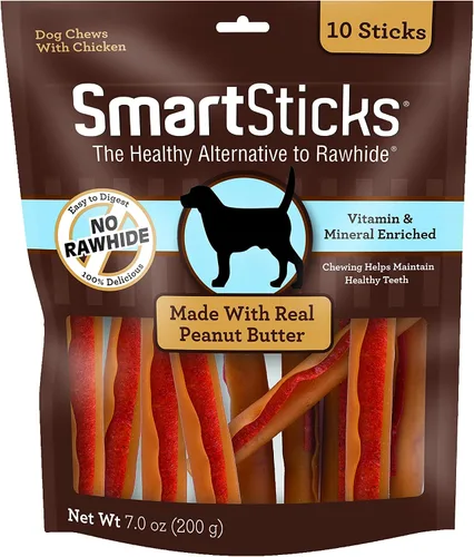 Vista 5 de SmartBones Chicken Dog Chews Hip Joint (16 palitos) y SmartSticks - Masticables para perros con mantequilla de maní (10 unidades)