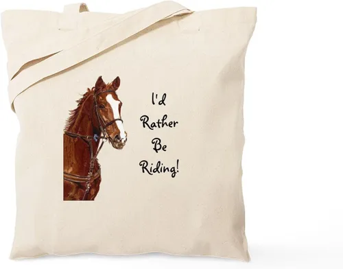 Vista 13 de CafePress Id Rather Be Riding! Bolsa de mano de caballo Bolsa de lona natural, bolsa de compras de tela, Caqui