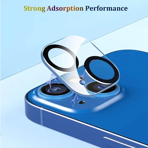 Vista 3 de [Paquete de 3] Protector de lente de cámara compatible con iPhone 13 y iPhone 13 Mini, cubierta de cámara de vidrio templado 9H de alta calidad