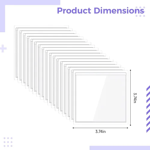 Vista 6 de 100 Adhesive Label Pockets, 9.5 X 6 Cm Clear PVC Index Card Holders for Bins, Boxes, Shelves, Home and Office, 3.7 X 2.4 in