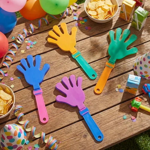 Vista 5 de Meooeck 4 unidades de 7.5 pulgadas de plástico para hacer ruido, para eventos deportivos, fiestas, cumpleaños, recompensas, juegos, regalos