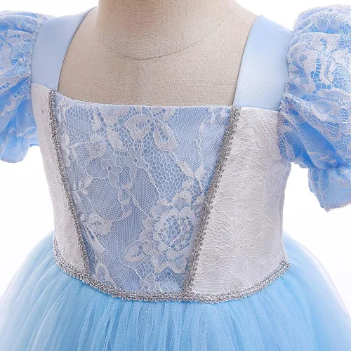 Vista 5 de Disfraz de princesa para niños y niñas, vestido largo de baile + peluca de hada, disfraz de Halloween, Navidad, carnaval, cosplay